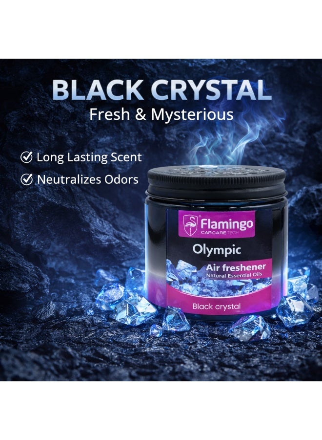 مجموعة من 3 قطع من معطر جو جل فلامنجو أولمبيك، كريستال أسود مع زيوت عطرية طبيعية، يدوم طويلاً للتحكم في الروائح، مناسب للسيارة والمنزل والمكتب ولوحة القيادة وحامل الأكواب، غير سام ومقاوم للانسكاب، KC-613 - Image 2